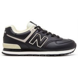 New Balance 574 Low Black White Leather с мехом New Balance 574 Low Black White Leather с мехом