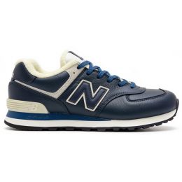 New Balance 574 Blue White Leather с мехом New Balance 574 Blue White Leather с мехом