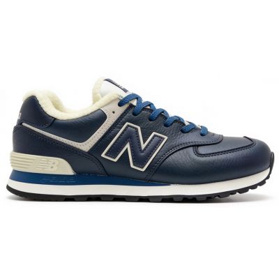 New Balance 574 Blue White Leather с мехом
