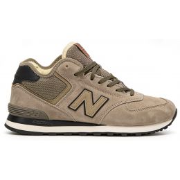 Кроссовки New Balance 574 Mid Grey Haki Black с мехом Кроссовки New Balance 574 Mid Grey Haki Black с мехом