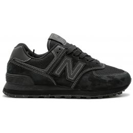 New Balance 574 Total Black с белой строчкой