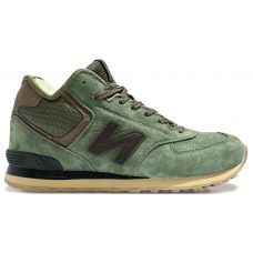 Кроссовки New Balance 574 Mid Suede Green Brown с мехом Кроссовки New Balance 574 Mid Suede Green Brown с мехом