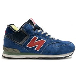 Кроссовки New Balance 574 Mid Suede Blue Navy Red с мехом