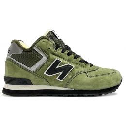 Кроссовки New Balance 574 Mid Suede Green Black с мехом