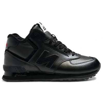 Кроссовки New Balance 574 Mid Triple Black Leather с мехом Кроссовки New Balance 574 Mid Triple Black Leather с мехом