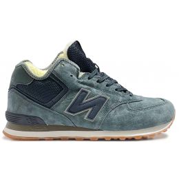 Кроссовки New Balance 574 Mid Suede Grey Black Gum с мехом