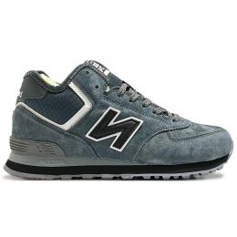 Кроссовки New Balance 574 Mid Suede Grey Black с мехом Кроссовки New Balance 574 Mid Suede Grey Black с мехом
