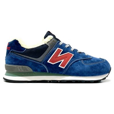 Кроссовки New Balance 574 Blue Navy Red с мехом