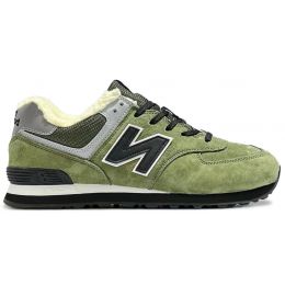 Кроссовки New Balance 574 Suede Green Black с мехом Кроссовки New Balance 574 Suede Green Black с мехом