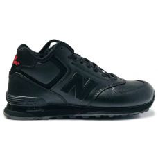 New Balance 574 Mid Triple Black Leather с мехом