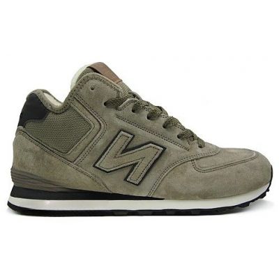 Кроссовки New Balance 574 серо-зеленые с мехом