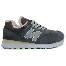 New Balance 574 Dark Grey Light Green Brown с мехом