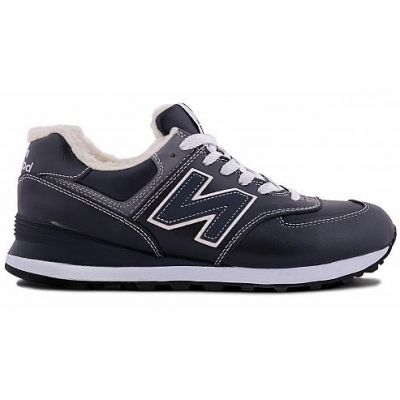 New Balance 574 Dark Blue White с мехом