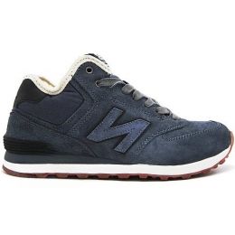 Кроссовки New Balance 574 High замшевые синие с оранжевым