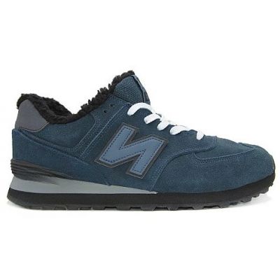 Кроссовки New Balance 574 сине-зеленые зимние