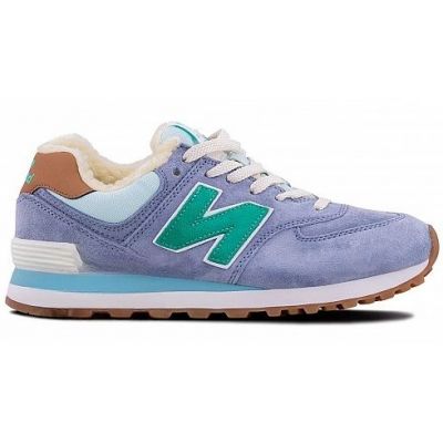 New Balance 574 Light Blue Green With Fur зимние