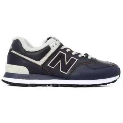 New balance 574 leder blau on sale