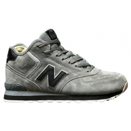 New Balance 574 Mid Grey Deep Blue с мехом