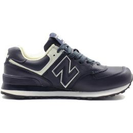 New Balance 574 темно-синие кожаные