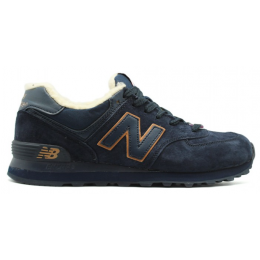 New Balance 574 Blue желтым с мехом