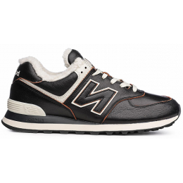 New Balance 574 кожаные черные (мех)