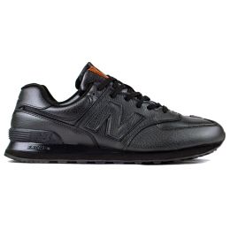 New Balance 574 кожаные полностью чёрные